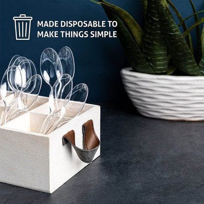 Heavy Weight Disposable Plastic Spoons, Food Grade Heavy Duty Plastic Silverware, Tea Spoons, Clear Cutlery 200/Box