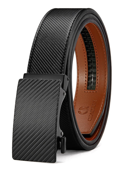 CHAOREN Leather Ratchet Belt for men 1 3/8" for Dress Pants - Micro Adjustable Belt Fit Everywhere