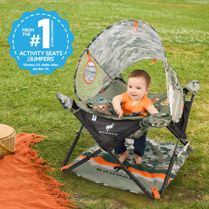 Bright Starts Ford Bronco Pop 'N Jump Portable Baby Jumper, Foldable Indoor/Outdoor Baby Jumper with Sensory Activities, Ages 6-12 Months