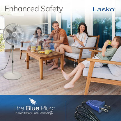 Lasko Cyclone Pedestal Fan, Adjustable Height, Remote Control, Timer, 3 Speeds, for Bedroom, Kitchen, Office and Living Room, 18", White, 1885, Large