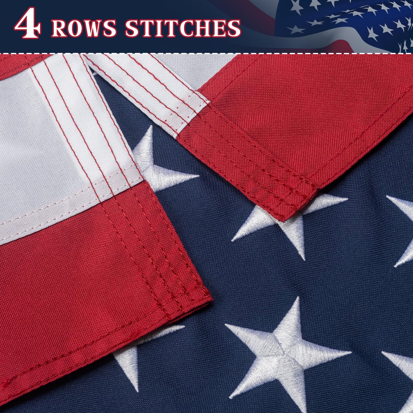 American Flag 10x15 Ft Indestructible Outdoor, Longest Lasting, Heavy Duty, TearProof Polyester, Fade Resistant, High Wind US Outside Flags with Embroidered Stars, Sewn Stripes, Brass Grommets