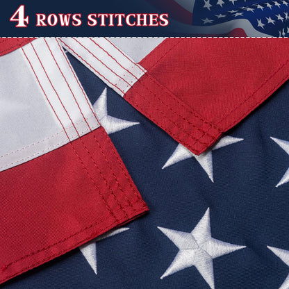 American Flag 10x15 Ft Indestructible Outdoor, Longest Lasting, Heavy Duty, TearProof Polyester, Fade Resistant, High Wind US Outside Flags with Embroidered Stars, Sewn Stripes, Brass Grommets