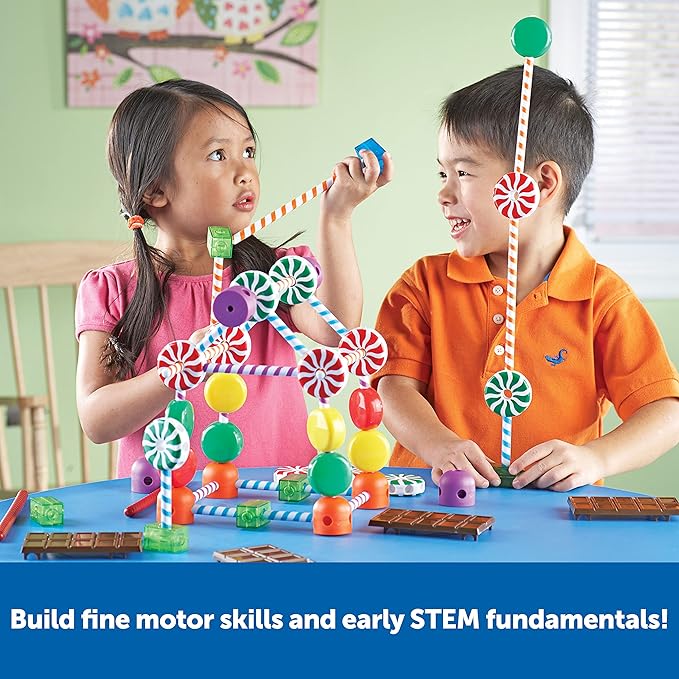 Learning Resources Candy Construction Building Set - 92 Pieces Ages 4+ Fine Motor Skills Toy Toddler Preschool STEM Gifts for Boys