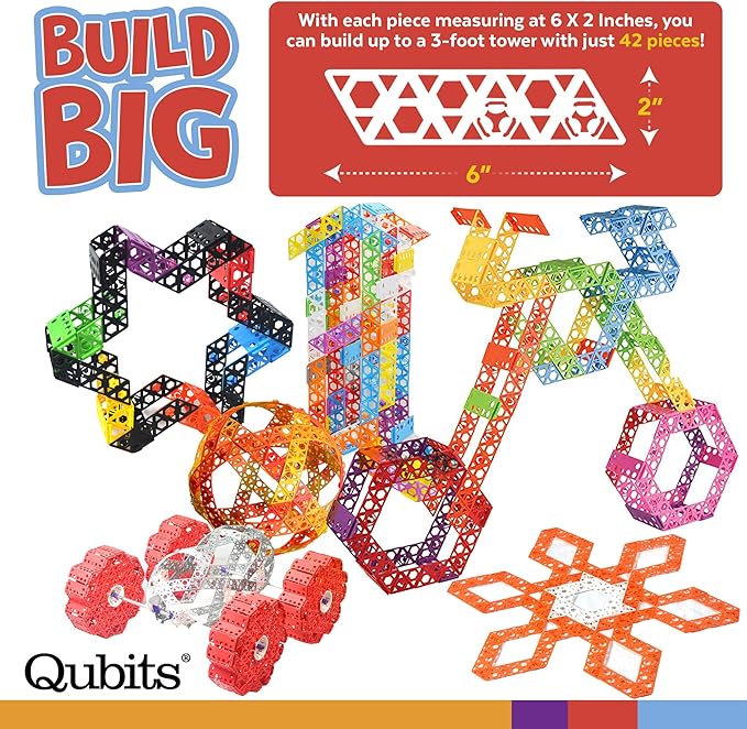 Qubits STEM Construction Set - 100 Pieces: an Open Play Engineering and Building Toy (Alternative to Blocks)