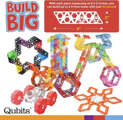 Qubits STEM Construction Set - 100 Pieces: an Open Play Engineering and Building Toy (Alternative to Blocks)