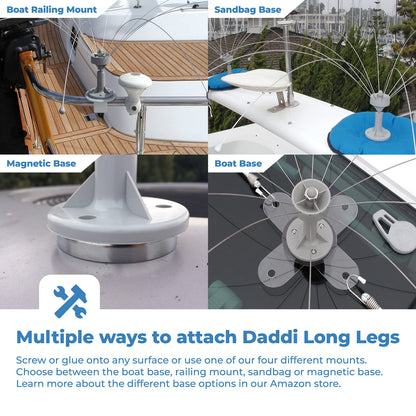 Daddi Long Legs Boaters Bundle - 8-Ft Bird Deterrent + Dissolve-It Enzyme Cleaner + Sandbag Base + Boat Base - Complete Bird Control for Boats, Docks, and Marinas