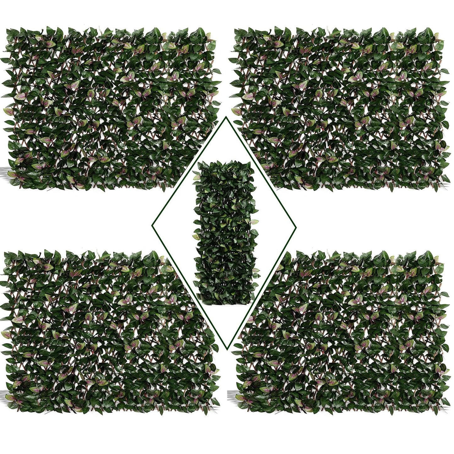 DOEWORKS Expandable Fence Privacy Screen for Balcony Patio Outdoor, 4PCS Faux Ivy Fencing Panel for Backdrop Garden Backyard Home Decorations