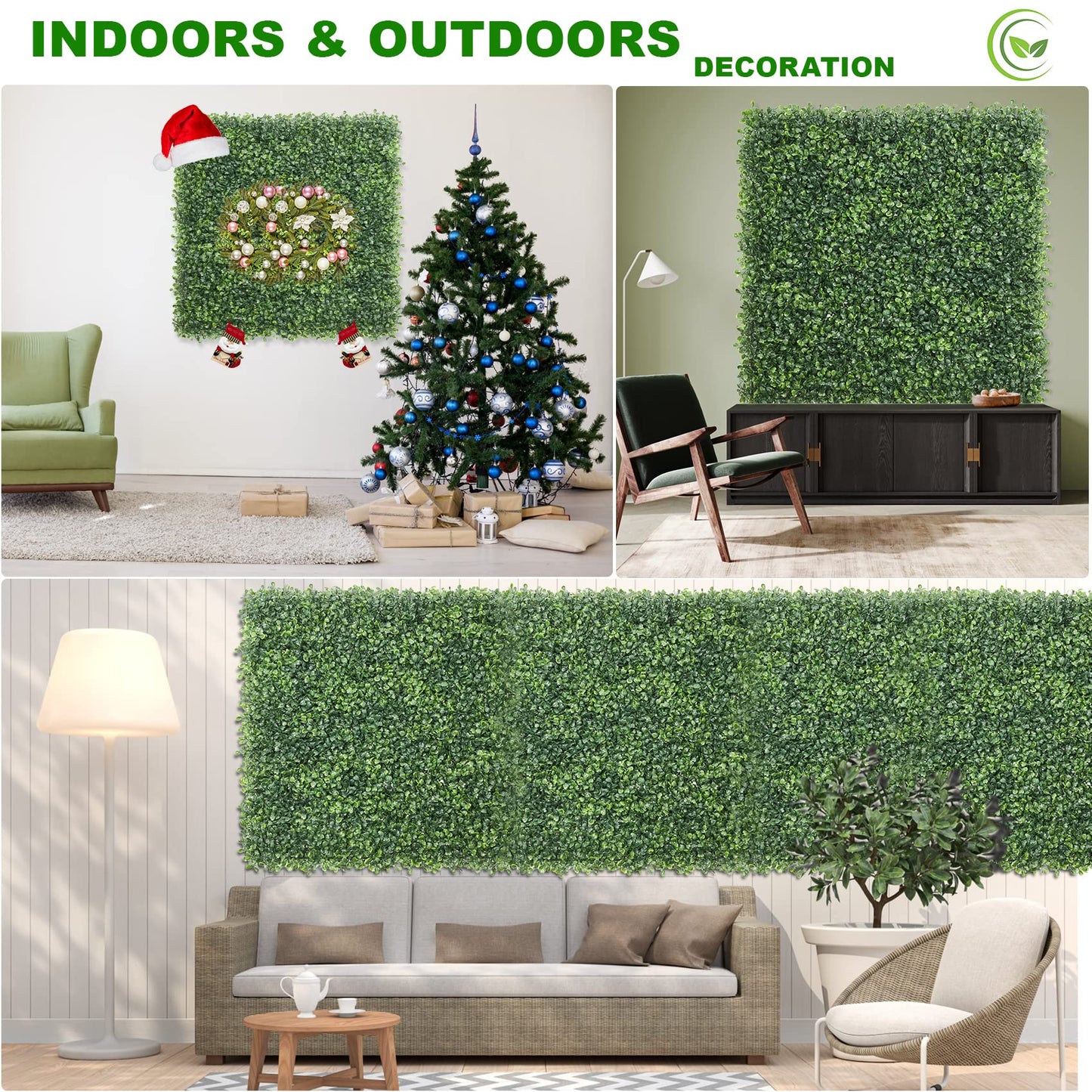 KASZOO 24 Pack 20"x20" Grass Wall Panels - Artificial Boxwood Panels for Greenery Wall Backdrop, Faux Greenery for Indoor Outdoor Decor, Garden Fence, Wedding, Privacy Screen, 66 Sq. Ft. Coverage
