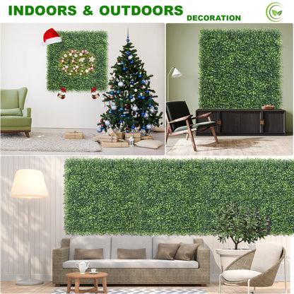 KASZOO 24 Pack 20"x20" Grass Wall Panels - Artificial Boxwood Panels for Greenery Wall Backdrop, Faux Greenery for Indoor Outdoor Decor, Garden Fence, Wedding, Privacy Screen, 66 Sq. Ft. Coverage