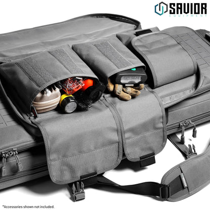 Savior Equipment Specialist Series Tactical Double Long Gun Bag Case Backpack 4 Pistol Handgun Storage, Lockable Zippers, Padded Drag Handles, w/Adjustable Shoulder Strap, 36 Inch SW Gray