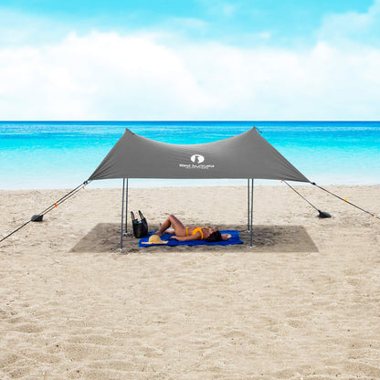 Red Suricata Family Beach Tent & Beach Canopy, UPF50 Sun Beach Shade, Sunshade with 4 Aluminum Poles, 4 Pole Anchors & Sand Shovel, Medium & Portable Sun Shelter Tarp (Medium, Grey)