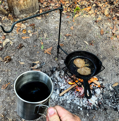 BATTLBOX Bushcraft Grill Set, Steel Campfire Cooking Grate Swivel Grill For Outdoor BBQ Open Fire, Packable Campfire Cook Set, Heavy Duty Open Fire Swivel Camping Cooktop, Canvas Bag