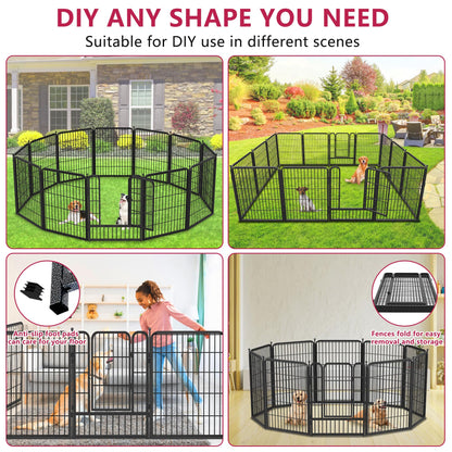 Jhsomdr Dog Playpen 32 inch 10 Panels Portable Pet Fence Outdoor for Yard Indoor Dog Pen for Medium/Small Animals, Large Pet Puppy Playpen Heavy Duty Pet Fence for RV Camping, Yard