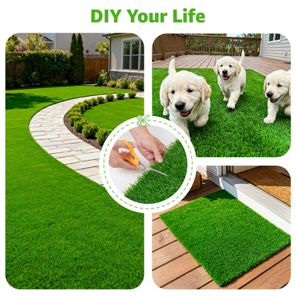 Oiyeefo Artificial Turf Grass Indoor Outdoor - Pet Friendly Synthetic Fake Turf Rug with Drainage Holes for Patio, Balcony, Backyard, Landscape Decortaion - Replacement Dogs Grass Mat(7Ft x 13Ft)