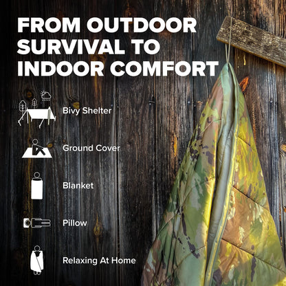 Pinnacle Mercantile Authentic Military Woobie Made in USA by Winston-Salem Industries for The Blind OCP Camo All Purpose Poncho Liner Multi Use Nylon Tactical Camping Blanket Exact US Army Specs