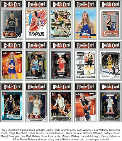 LOADED! Womens Basketball Collector's Box: 4 Certified Mint+ Rookie Cards &amp Rarities - Caitlin Clark Angel Reese A'ja Wilson Sabrina Ionescu Kelsey Plum and more