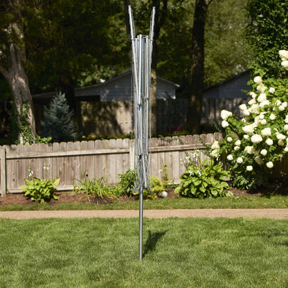 Household Essentials 17130-1 Rotary Outdoor Umbrella Drying Rack | Aluminum | 30-Lines with 210 ft. Clothesline,Silver