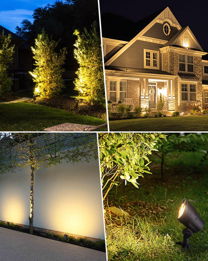 SUNVIE 6W Low Voltage Landscape Lighting LED Spotlights Waterproof Black 4 Pack Model CLWS0604C