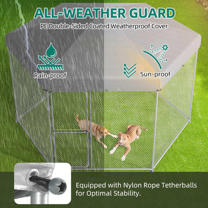 YITAHOME Extra Large Outdoor Dog Kennel for Yard, 13.1×11.2×7.6FT Heavy Duty Pet Pens House Dog Run Enclosure w UV-Resistant Waterproof Roof Cover & Lock, Playpen Fence Outdoor for Medium Large Dogs