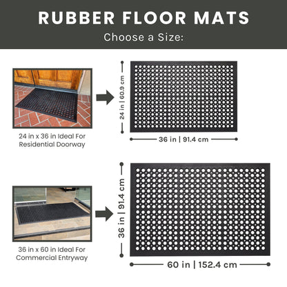 Envelor 4 Pack Anti Fatigue Mats for Kitchen Floor, Rubber Bar Mats, Non Slip Commercial Floor Mat with Drainage Holes, Indoor Outdoor Rubber Mat for Restaurant, Garage, Entryway 24 x 36 in