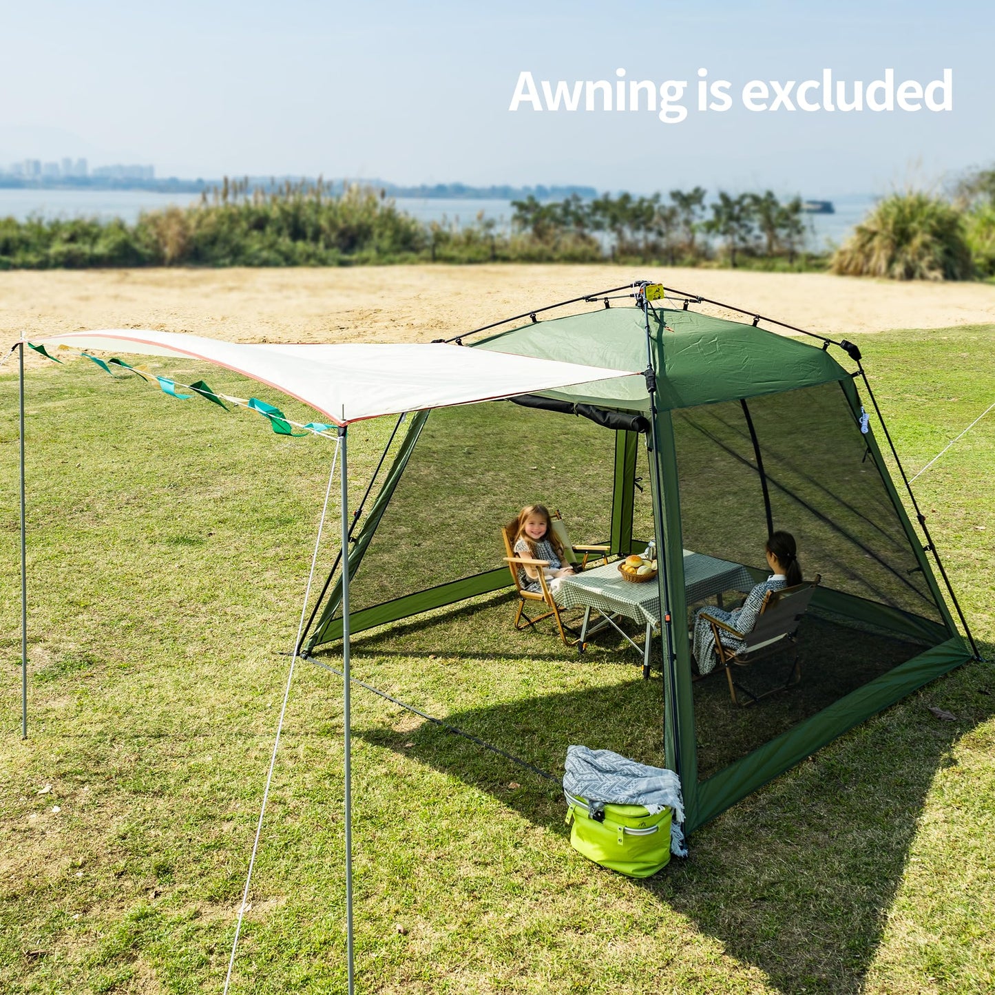 Pop Up Screen House Gazebo 8.2'x8.2'x75'' – Instant Portable Canopy with Mosquito Netting & UPF Sun Protection, Tool-Free 60s Setup, Foldable Outdoor Tent for Backyard, Camping, Park,Olive Green