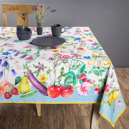 Maison d' Hermine Table Cloth Rectangle Table 100% Cotton 70 x 90 Inches Tablecloth Reusable Decorative for Dining Kitchen Room Farmhouse Home Gifts for Mothers Day Spring Summer - Giverny