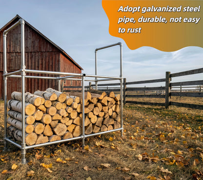 YVZMG 6ft Heavy Duty Firewood Rack with Double Layer Design,Equipped with Firewood Rack Cover,Load-bearing Capacity 3500 lbs. Suitable for outdoor and indoor firewood storage