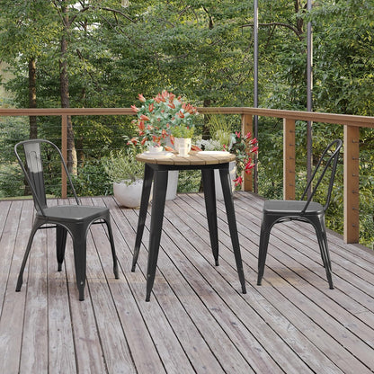 Flash Furniture Declan Commercial Outdoor Bar Height Dining Table, All Weather Poly Resin Top with Steel Base, 23.75" Round, Brown/Black