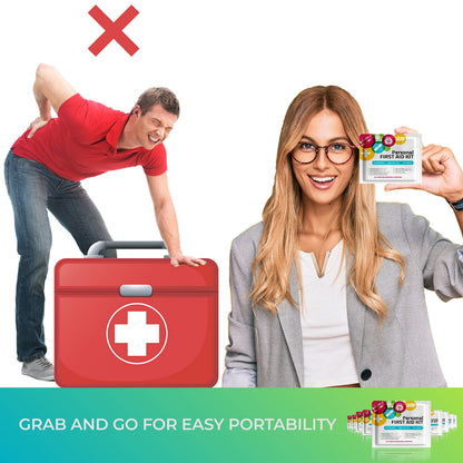 First Aid Emergency Medical Kit Mini and Travel Size - | Great for Kids, Schools, Business, Hiking, Camping | Wound Care Products (Multi-Color) (50)