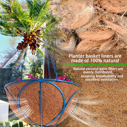 Skiennix 14-Inch Coco Liners - Natural Round Coconut Fiber Replacement for Hanging Baskets | 6 Pcs