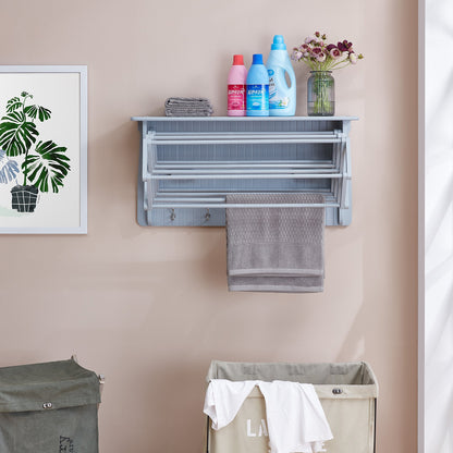 Danya B. Wall Mount Retractable Accordion Drying Rack–Great for Bathroom or Laundry Room –Light Gray