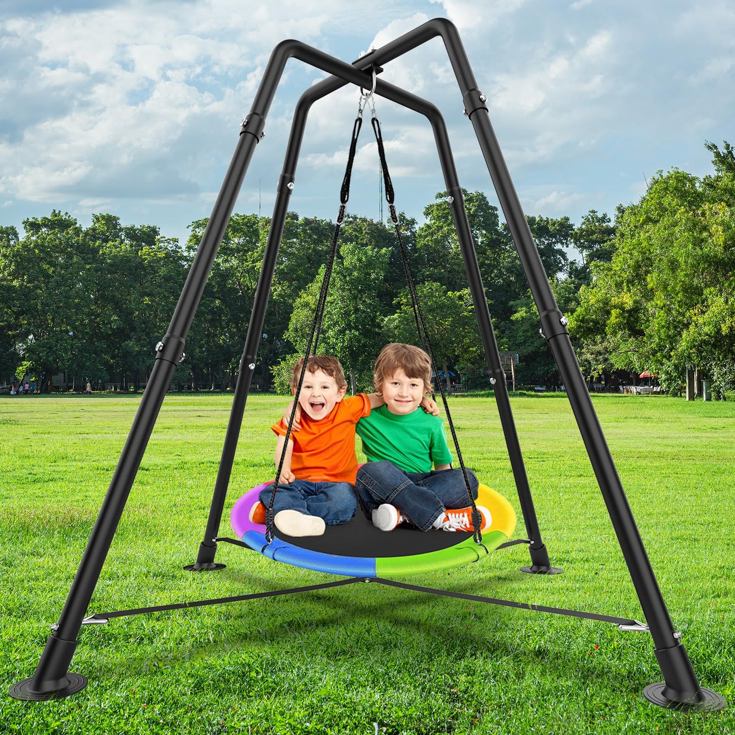 Heavy Duty Swing Frame, 330LBS Metal Swing Stand for Kids and Adults, Fits for Most Swings - for Indoor and Outdoor Use, Black(Saucer Swing NOT Included)