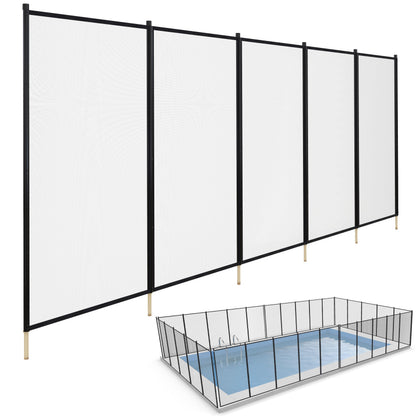 ALLSAFE Removable Mesh Pool Fence - Black 15 Foot by 5Foot Fence Panels – Pre-Assembled DIY Safety Fence with 1/2" Stainless Steel Peg Poles – 25% Longer, Easy Install, Fits Most Pool Fencing Layouts