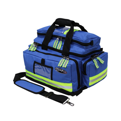 Kemp USA Large Trauma EMS Bag Royal Blue Emergency Medical Equipment Storage for EMT First Responders 600D Nylon Multi Compartment First Aid and Preparedness Gear Carrier