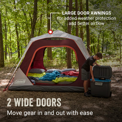 Coleman Skylodge Instant Tent with Rainfly, 4/6/8 Person Family Tent Sets Up in a Minute, Includes Pre-Attached Poles & Carry Bag