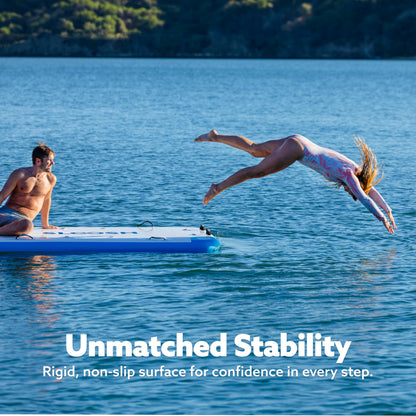 SLOOSH Inflatable Floating Dock, 8X5FT Inflatable Dock Floating Platform, Portable Air Dock Platform Fit for Pool, Lake, Beach with Non-Slip Surface