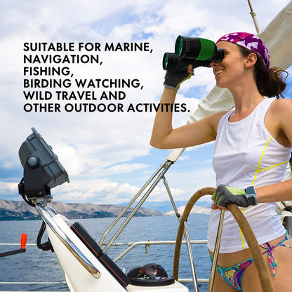 ESSLNB 7X50 Marine Binoculars IPX7 Waterproof Binoculars for Boating with Illuminated Rangefinder and Compass BAK4 Prism FMC Military Floating for Navigation Hunting w/Bag and Strap