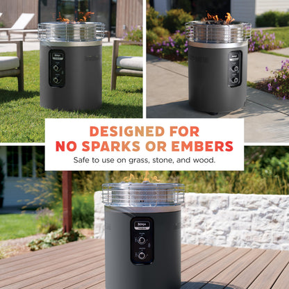 Ninja Fireside360™ Outdoor Heater & Fire Pit | 3 Modes: Flame, Heat, Flame & Heat | Portable for Patio, Deck, Camping | Easy Control Smokeless Flames | Push to Start Ignition | Charcoal | OF101AMZ