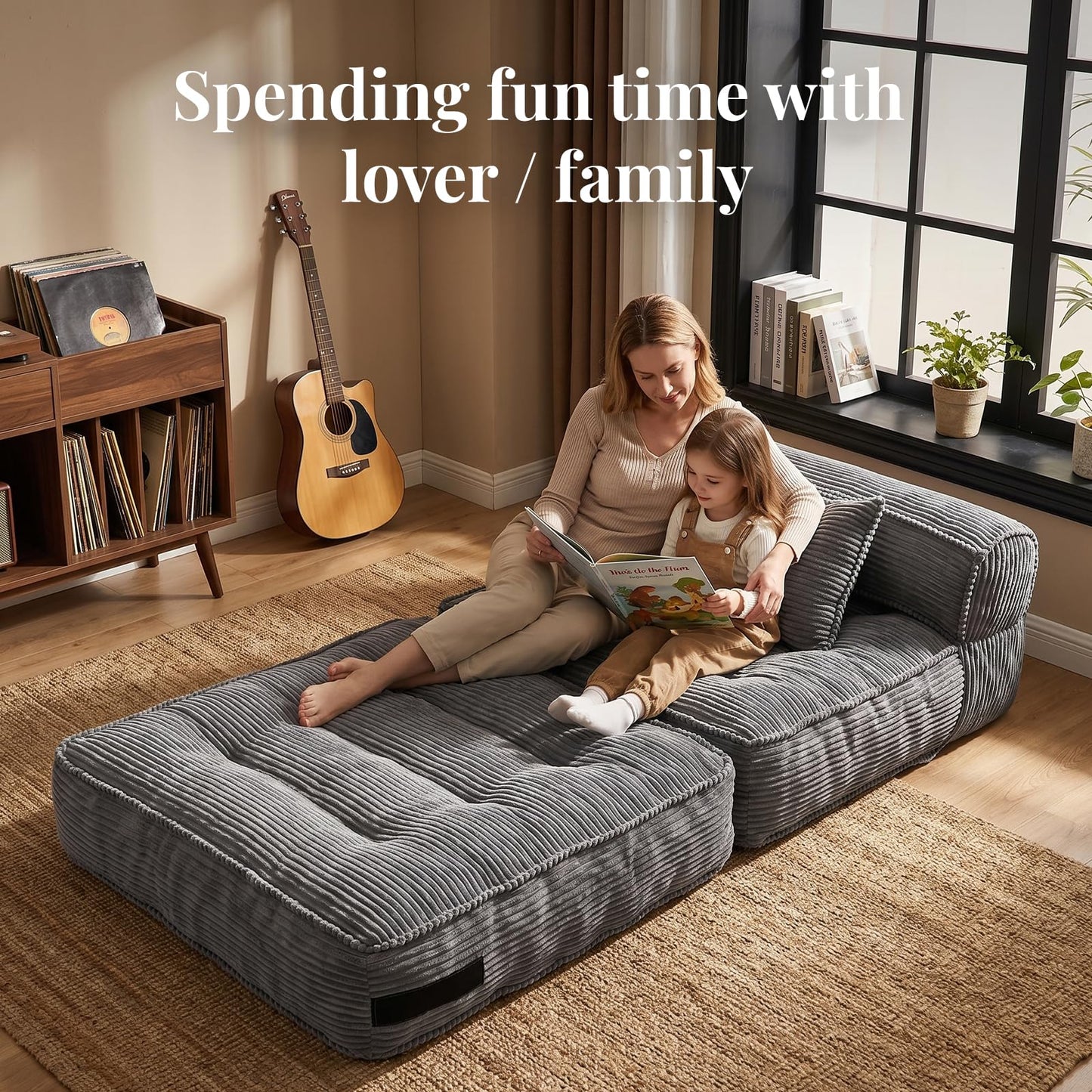 Folding Sofa Bed, Convertible Sleeper Chair with Pillow Foldable Mattress with Back Support, Portable Fold Out Chair Bed Comfy Floor Couch Lounge for Living Room Bedroom Apartment Single