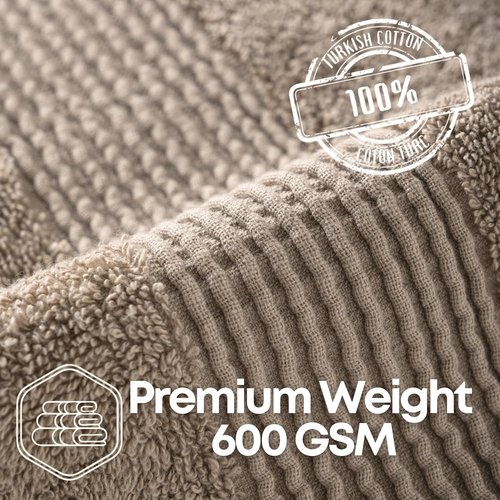 Boulevard Series Luxury Bathroom Towel Set | 3-Piece Mix Size - Soft 600 GSM 100% Turkish Cotton (Taupe Quartz)