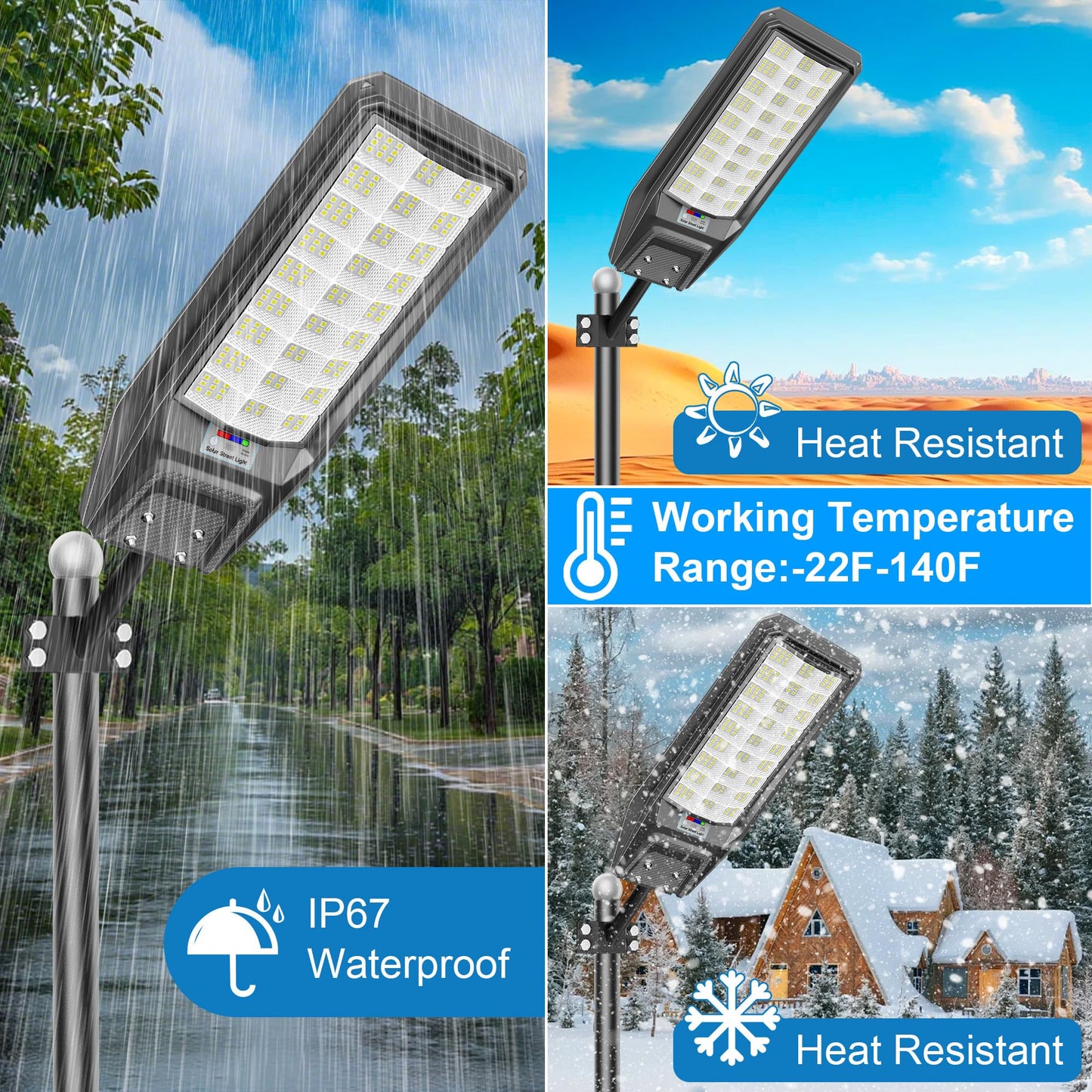Vzyhik 9500W Solar Street Light Outdoor Waterproof, 250000LM Large Commercial Light Solar Powered Dusk to Dawn LED Security Flood Lights with Remote/Motion Sensor, IP67 for Parking Lot/Garden/Yard