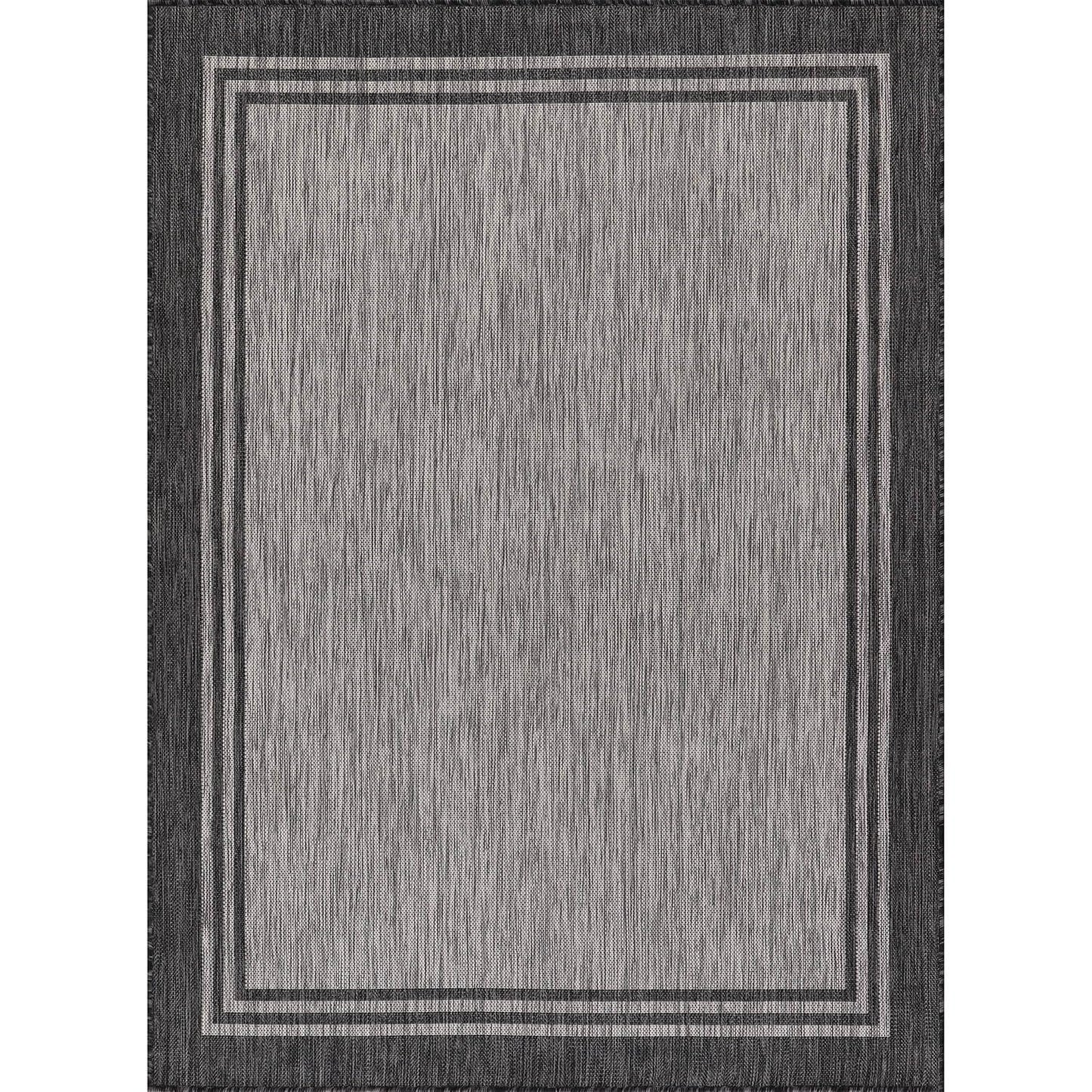 Luul Home Bordered Outdoor Rug 10x14 Washable Outside Carpet for Indoor Patio Porch Waterproof Easy Cleaning Non Shedding Area Rugs Dark Gray 10 x 14