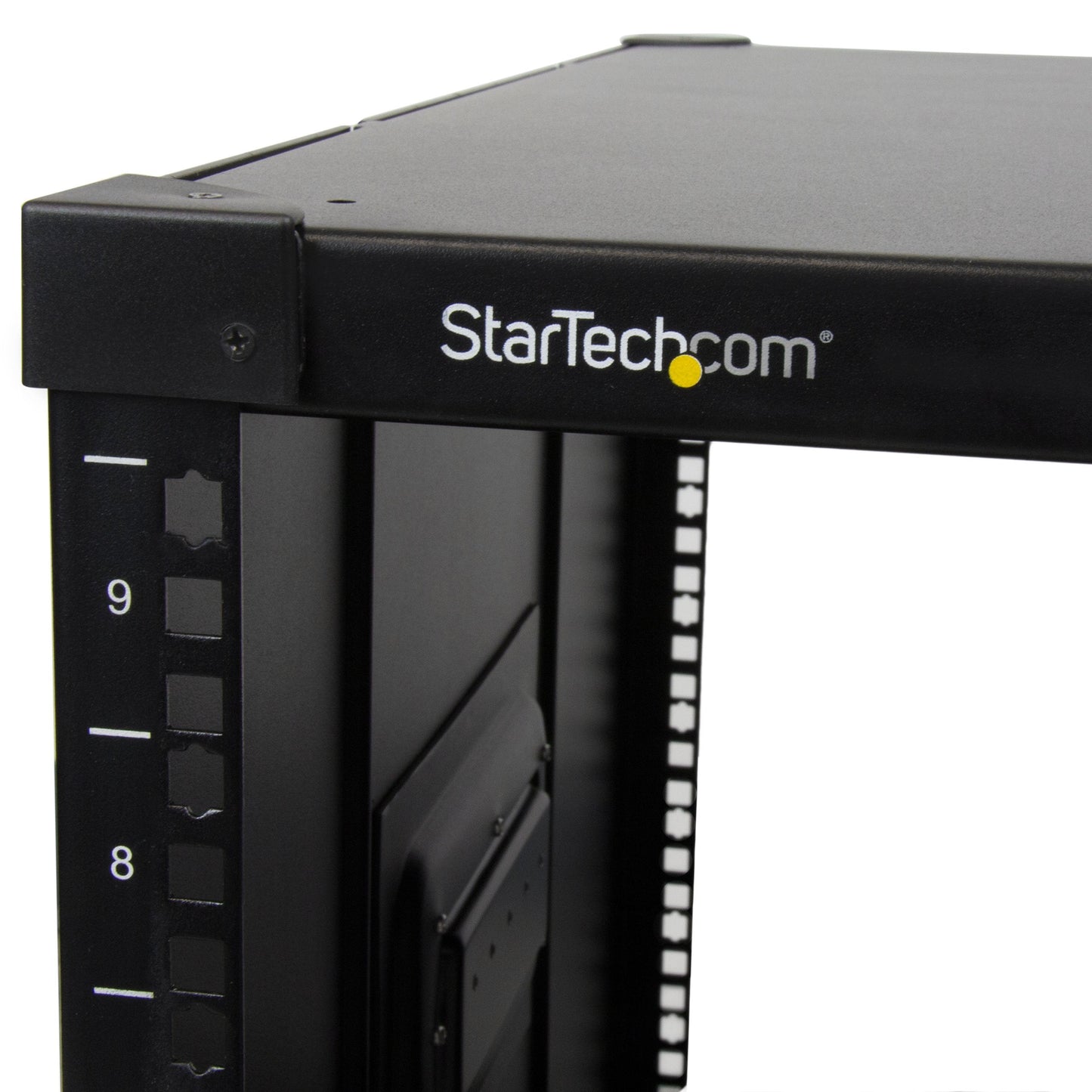 StarTech.com 4-Post 9U Mobile Open Frame Server Rack, Network Rack with Wheels, 19" Rolling Rack for Home/Office Narrow Floor Spaces, Small Data Rack for Computer/AV/IT Equipment - TAA (RK960CP)