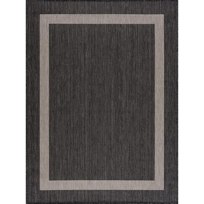 CAMILSON Outdoor Rug 8x10,Modern Outside Rugs for Patios Porches Waterproof Durable Washable Non-Shedding, Easy-to-Clean Indoor Outdoor Area Carpet (8 x 10, Bordered - Dark Gray/Light Gray)