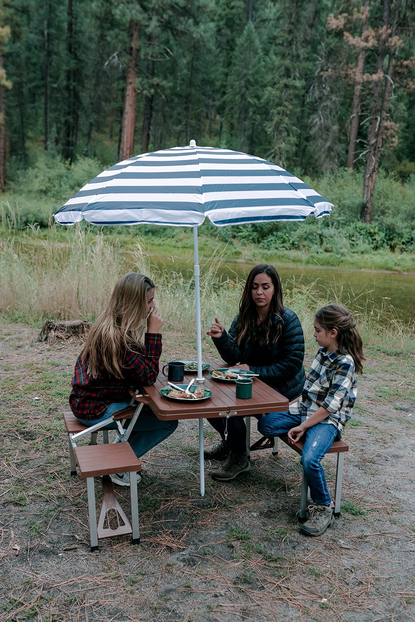 Stansport Picnic Table and Umbrella Combo - 615-45 Brown (615-45)