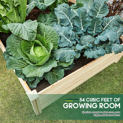 AMERLIFE 8x4 Ft Wood Raised Garden Bed, Durable 15 Inch Depth Planter Box for Vegetables, Herbs, and Flowers, Ideal for Outdoor Gardening with Open Base