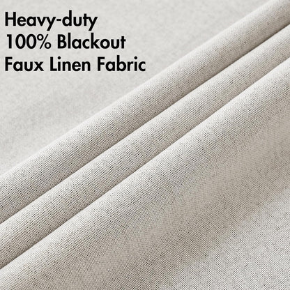 MIULEE Blackout Curtains - 100% Thermal Insulated Linen Textured Drapes | Cream White, 52 x 54 Inch (2 Panels)