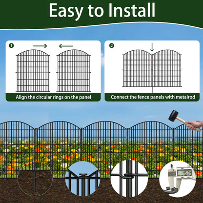 ULIOK 15 Panels Decorative Garden Fence, 32 in(H) X 37.9ft(L) No Dig Fence Panels Animal Barrier for Patio, Animal Ground Stakes Fencing for Garden, Rabbit Dog Temporary Fence for Outdoor Yard
