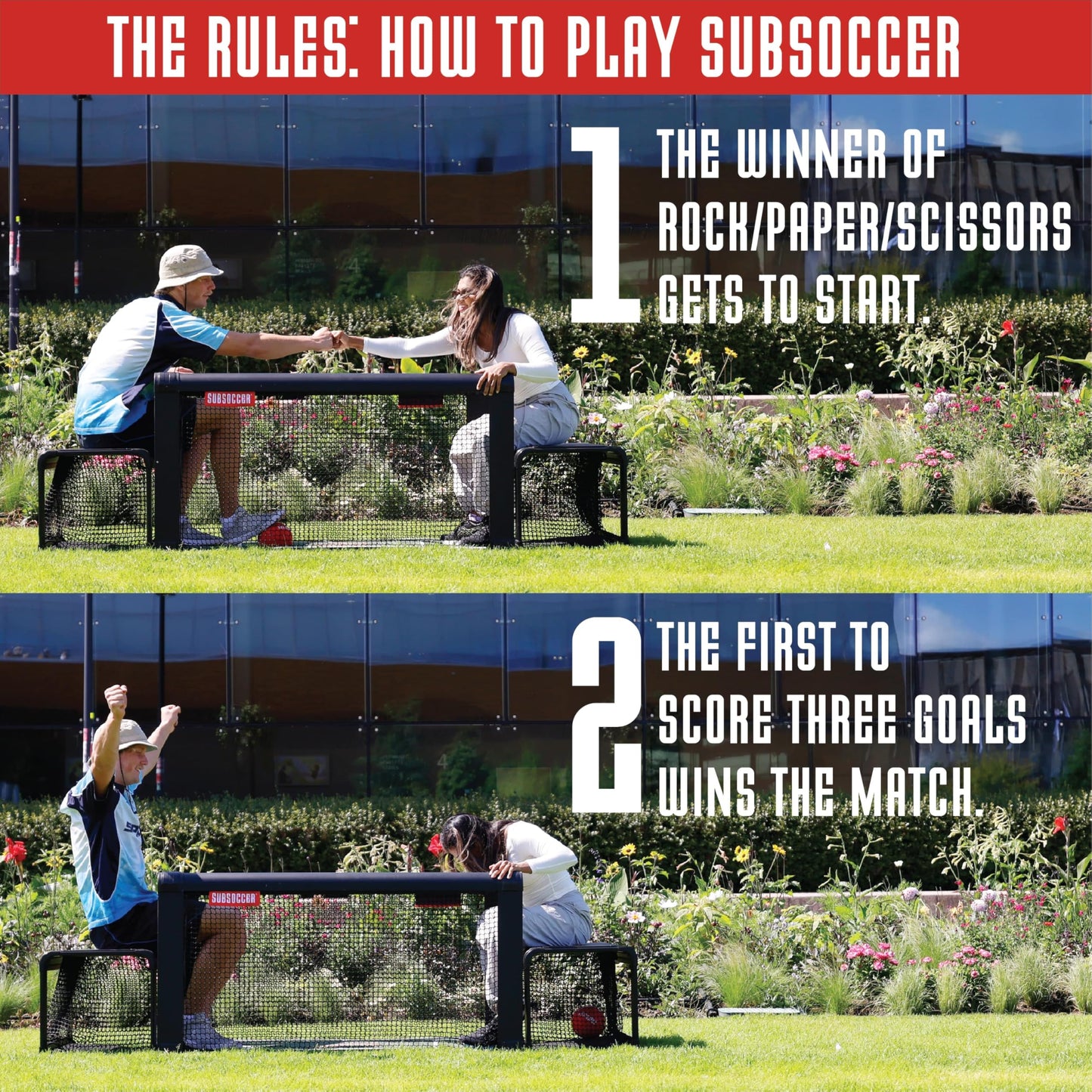 Subsoccer S3 Portable Bench Soccer Game Sturdy Indoor Outdoor Table Soccer Set with Benches and Ball, Easy Assembly Pack and Go Design for Beach, Home, Office or Backyard, Fun for All Ages