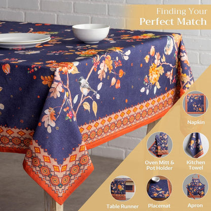 Maison d' Hermine Table Cloth Rectangle Table 100% Cotton 60 x 108 Inches Fall Tablecloth Reusable Everyday Use for Thanksgiving Christmas Decorations Dining Farmhouse Party (Kelim - Infinity)